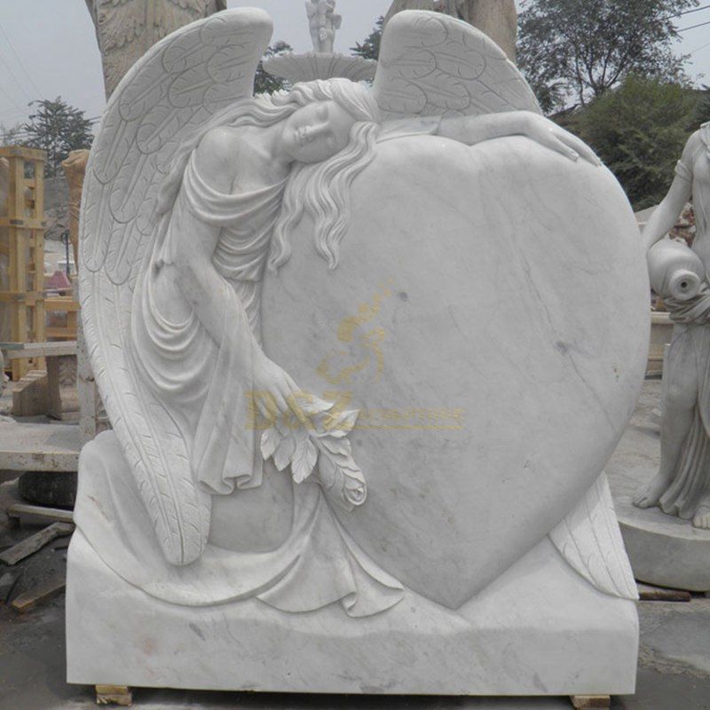 Angel Statue Carved Granite Tombstone