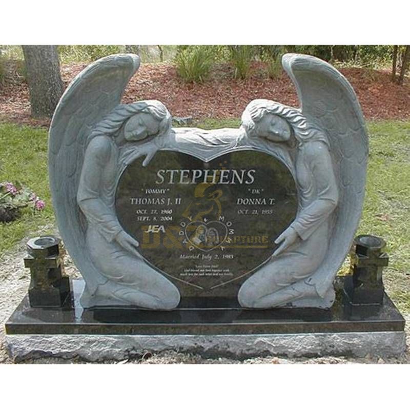 Carved And Polished Natural Angel Headstone