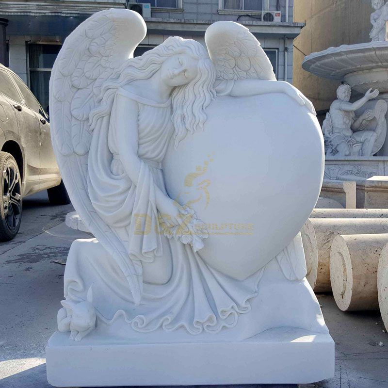 Carved And Polished Natural Angel Headstone