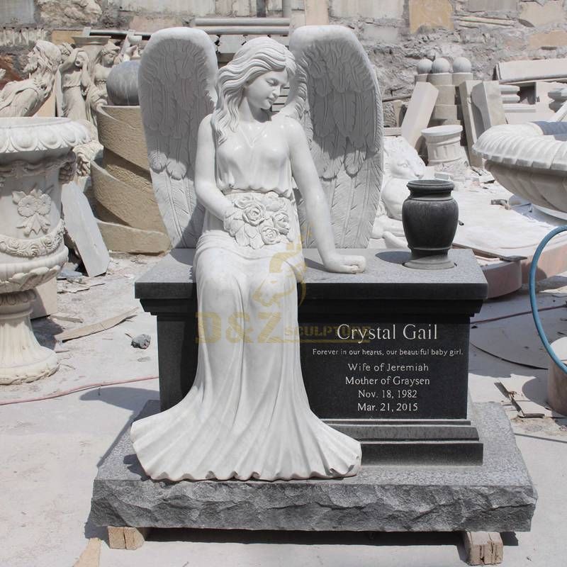 Angel Granite Bench Cemetery Headstone Tombstone