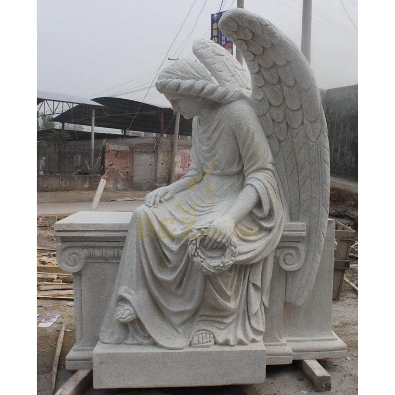 Angel Granite Bench Cemetery Headstone Tombstone