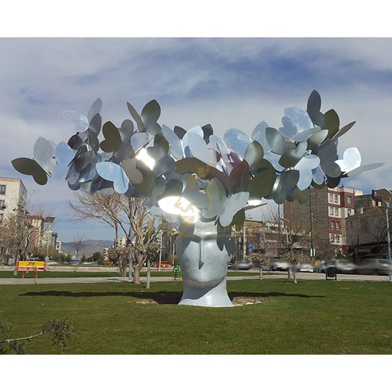 Large Size Face Butterfly Tree Stainless Steel Sculture