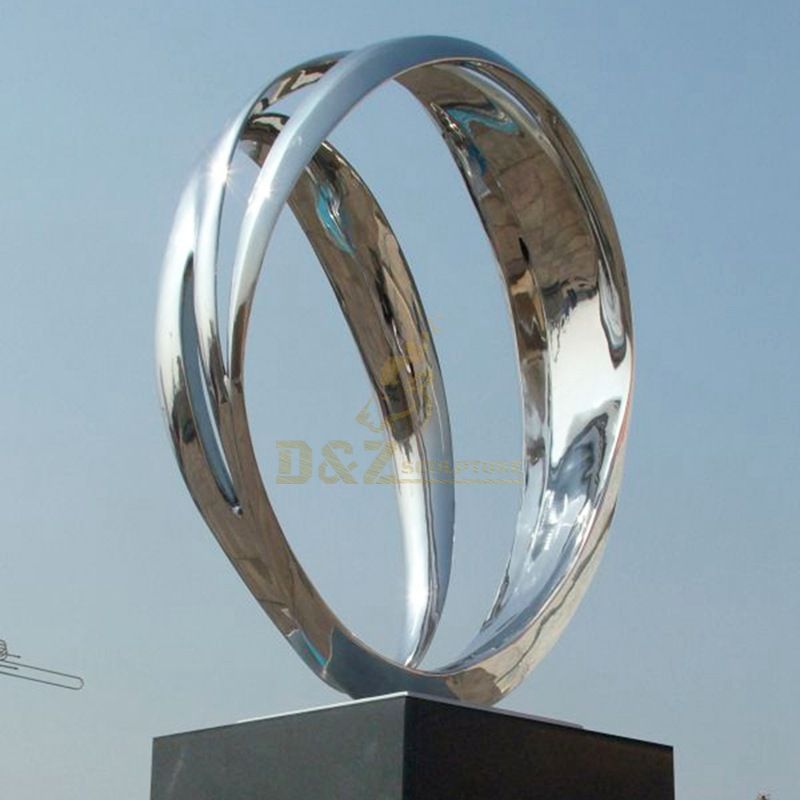 Stainless Steel Mirror Rings Metal Abstract Art Modern Sculpture