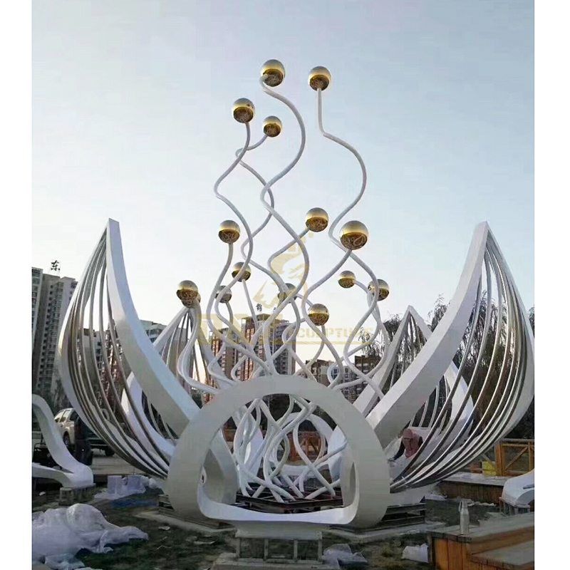 New Design Stainless Steel Lotus Flower Colorful Sculpture