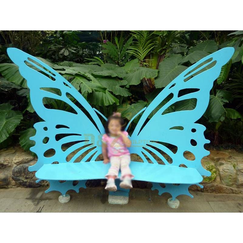 Stainless Steel Plated Butterfly Chair Sculpture For Park