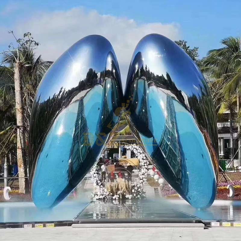 Outdoor Mirror Stainless Steel Metal Wings Sculpture