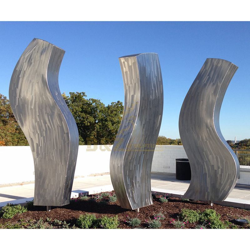 Modern Large Sculpture Metal Stainless Steel Brushed