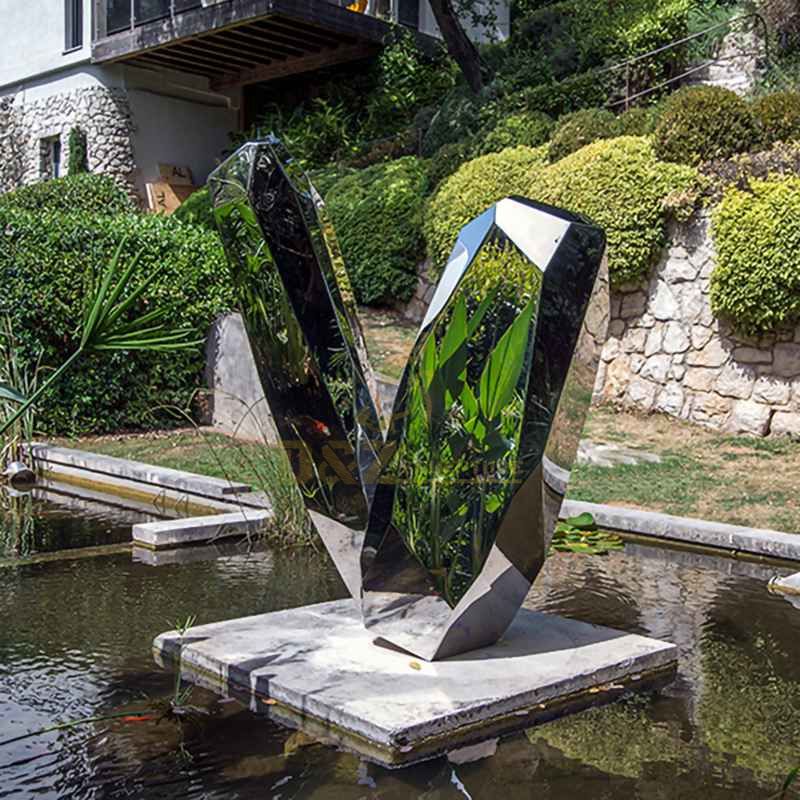 Stainless Steel Mirror Stone Water fountain Sculpture