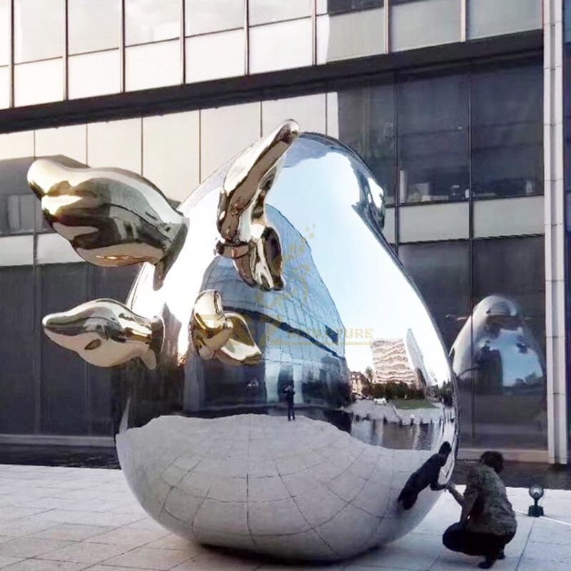 Abstract Urban Stainless Steel Mirror Sculpture