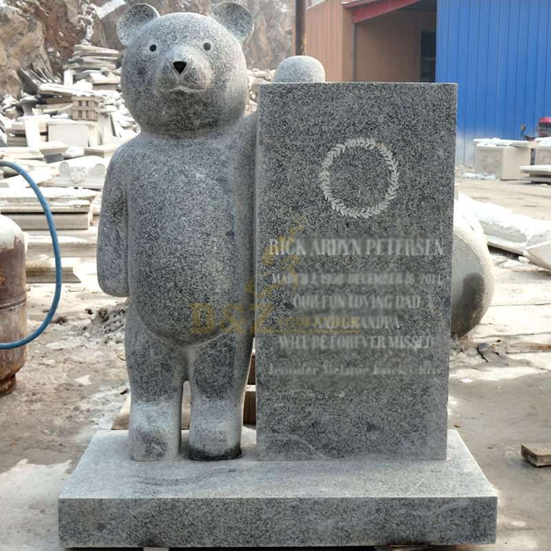 Hand Carved Teddy Bear Granite Headstone