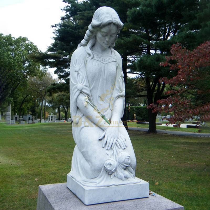 Marble Angels Kneeling Mourning Tombstone