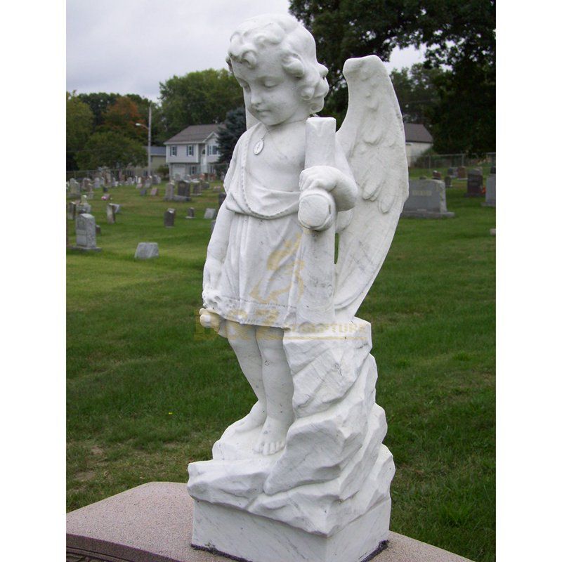 White Marble Headstone With Angel