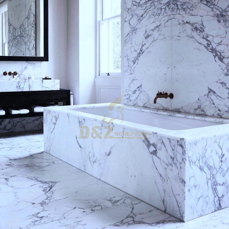 Carrara White Marble Freestanding Oval Stone Bathtub