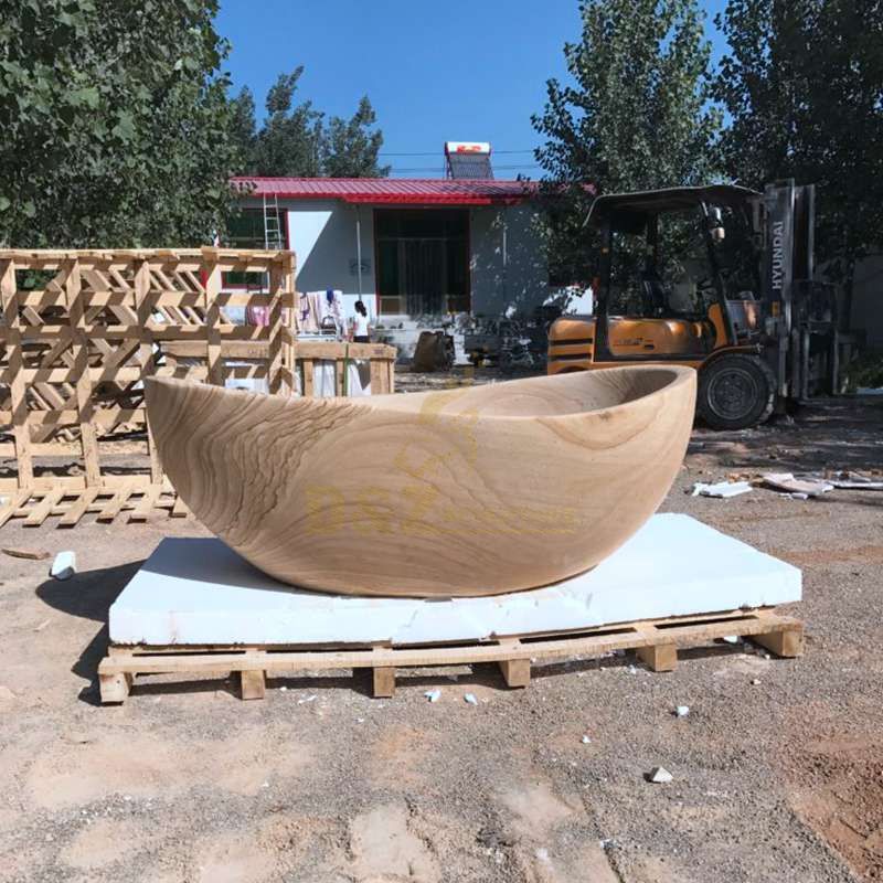 Customized Solid Surface Wood Grain Stone Bathtub