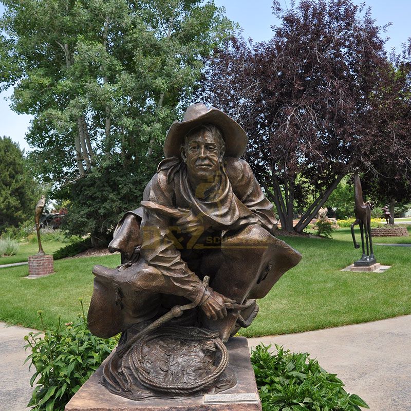 Chinese factory metal bronze cowboy sculpture