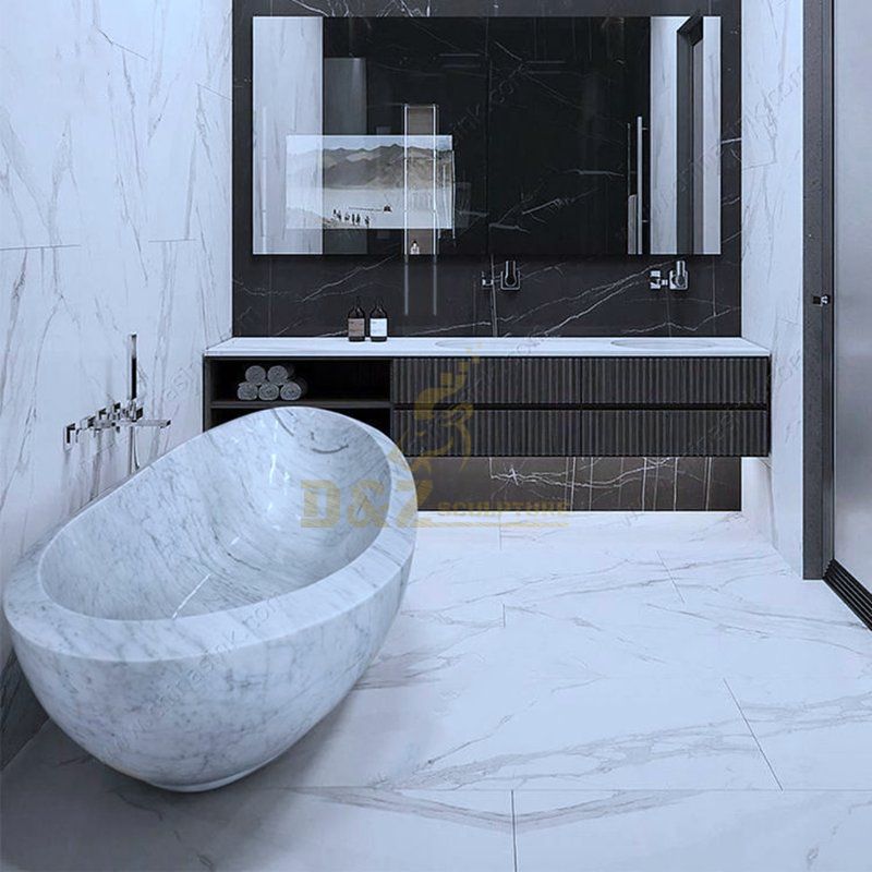 Freestanding White Marble Buth Tub