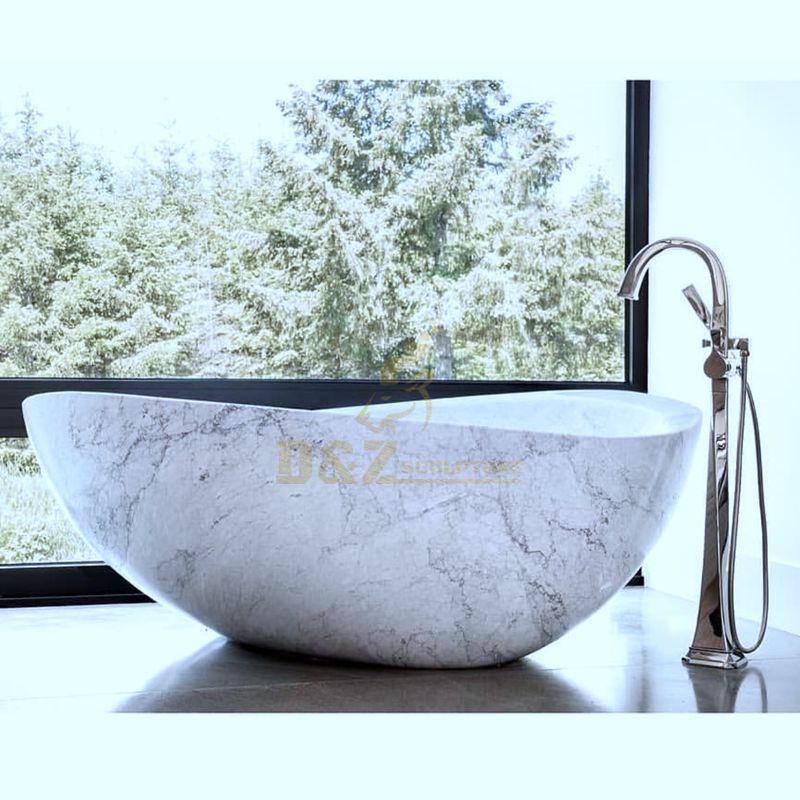 Freestanding White Marble Buth Tub