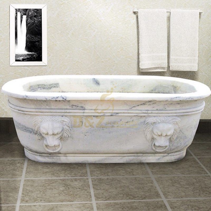 Natural Stone Lion Head Marble Bathtub