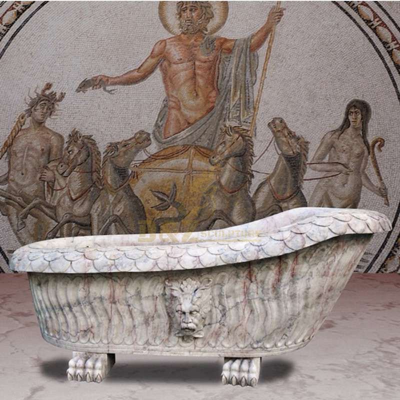 Natural Stone Lion Head Marble Bathtub