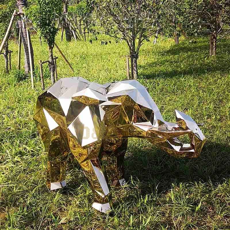 Little Golden Stainless Steel Elephant Sculpture