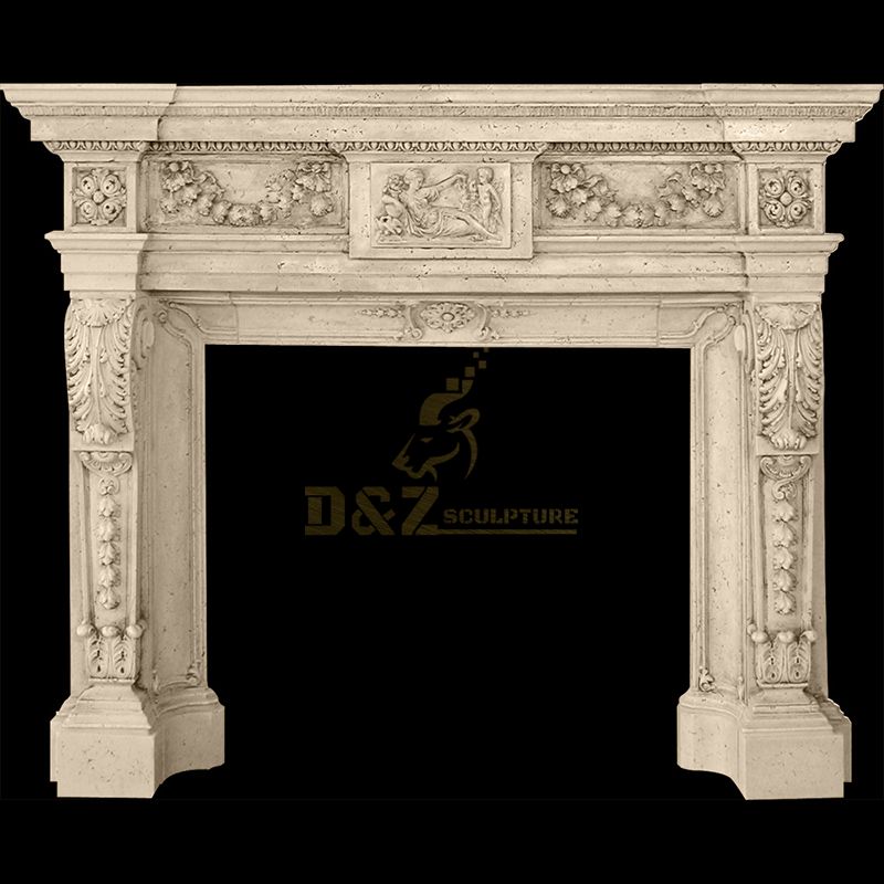 Double natural marble fireplace mantel