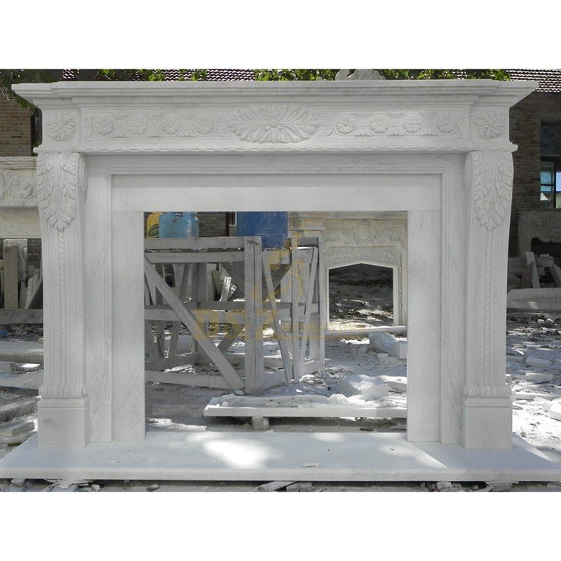 New Design Decorative White Natural Stone Marble Fireplace