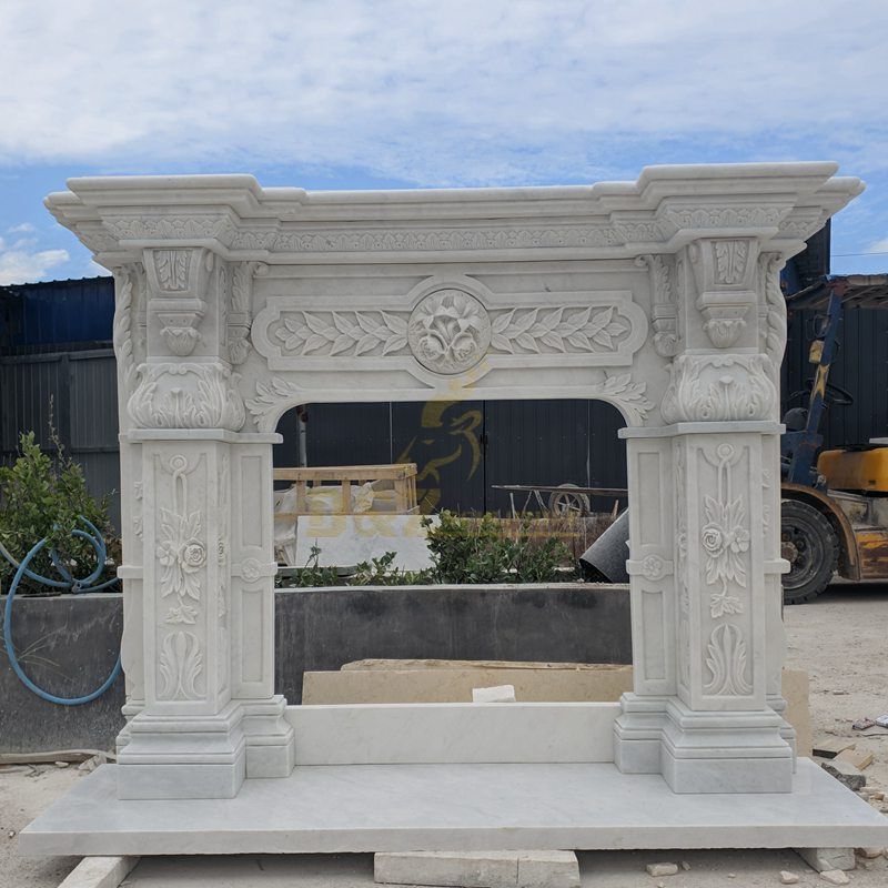 New Design Decorative White Natural Stone Marble Fireplace