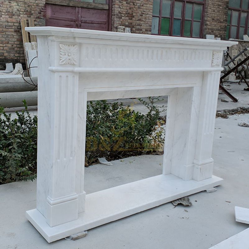 New Design Decorative White Natural Stone Marble Fireplace