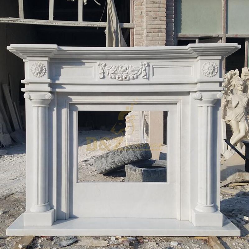 New Design Decorative White Natural Stone Marble Fireplace