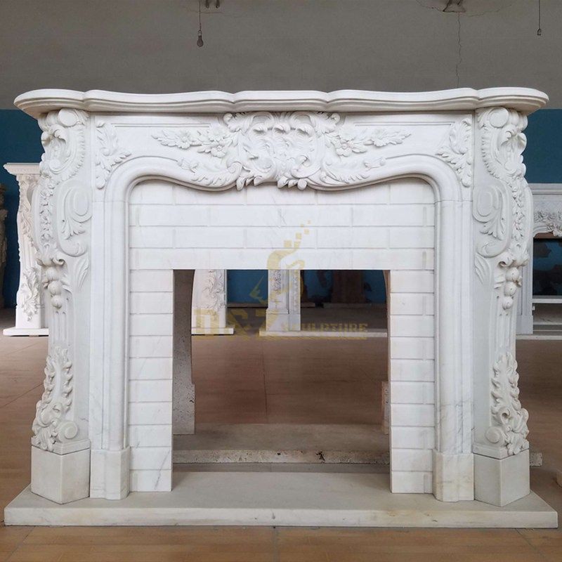 Hot Sale Indoor White Marble French Fireplace