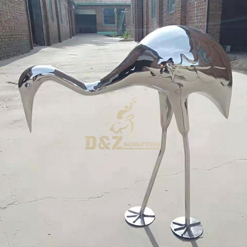 Stainless steel swan sculpture mirror garden decoration