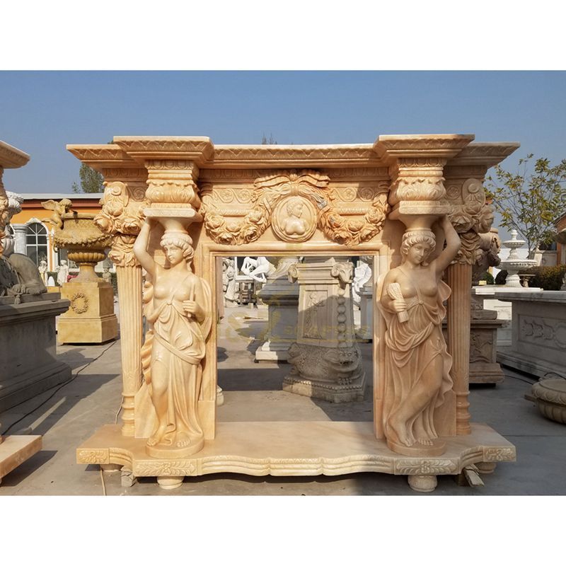 High Quality Natural Stone Marble Nude Woman Fireplace Surround
