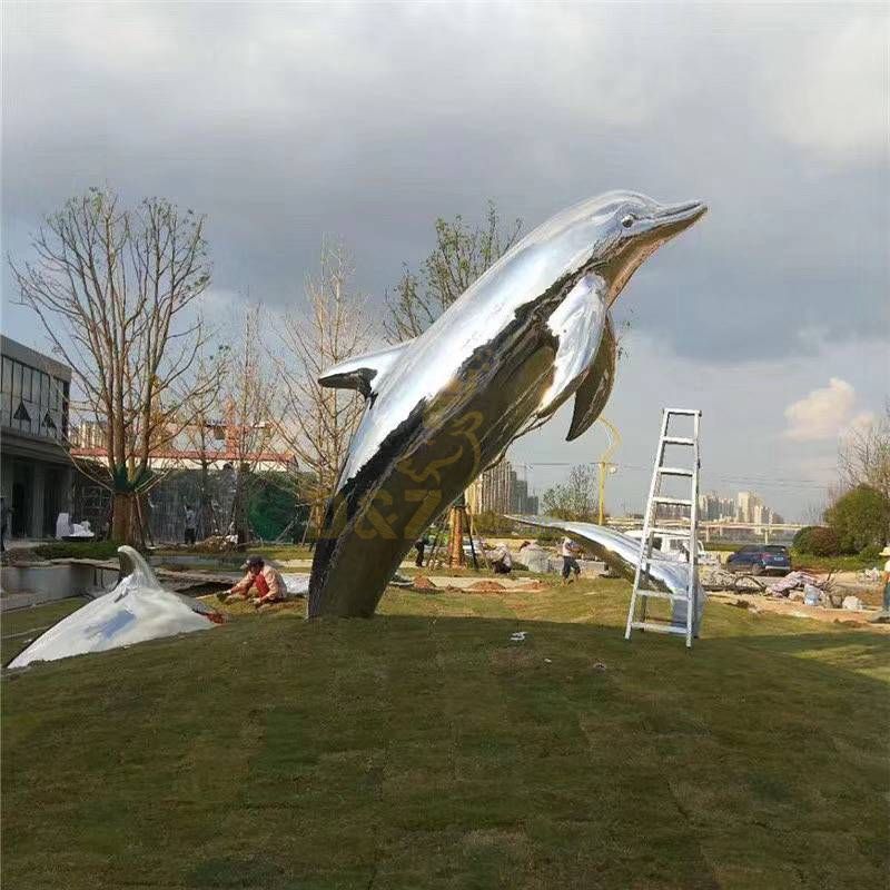 Giant Mirror Stainless Steel Flamingo Statue