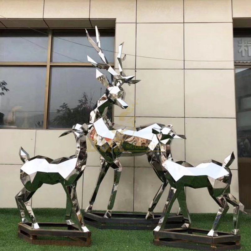 Large deer stainless steel garden sculpture
