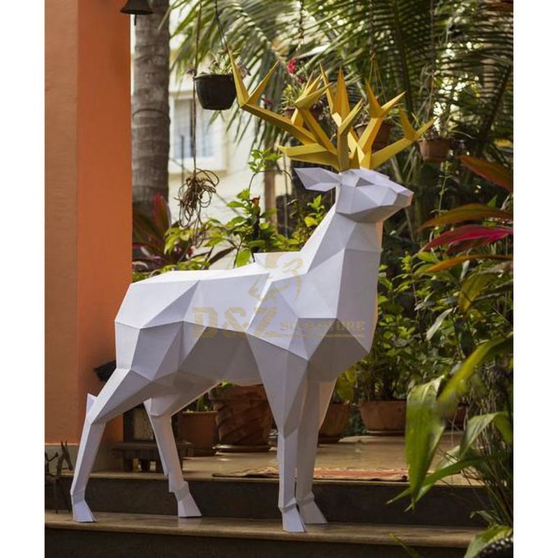 Stainless steel outdoor animal deer sculpture