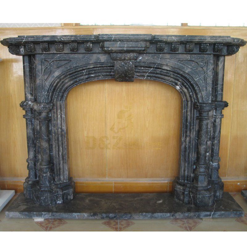 Interior Decorative Black Granite Stone Carved Fireplace