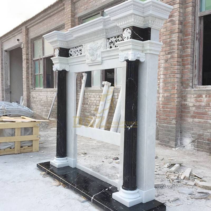 Interior Decorative Black Granite Stone Carved Fireplace