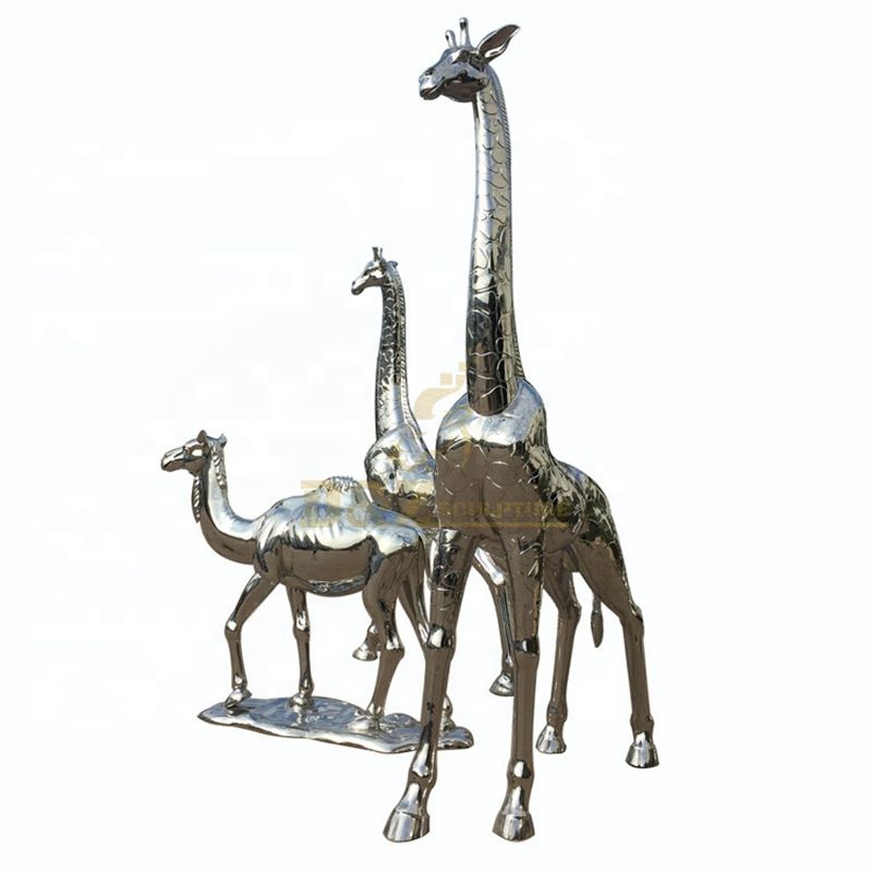 Life size stainless steel animal cranes sculpture