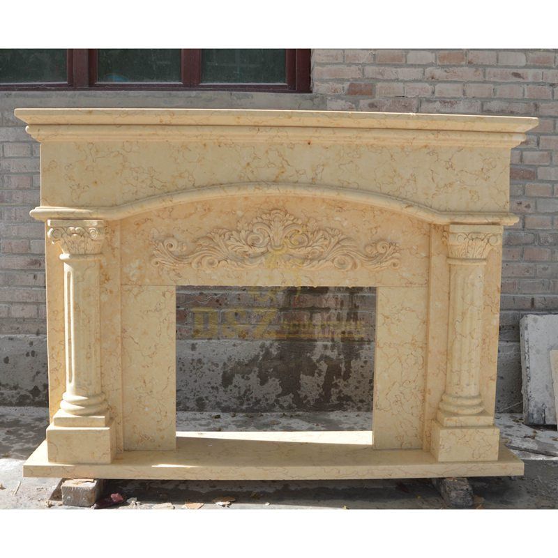Natural Beige Marble Stone Fireplace