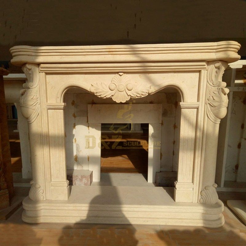 Natural Beige Marble Stone Fireplace