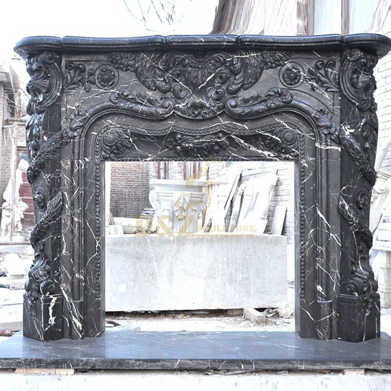 Black Marble Fireplace with Lady Statues