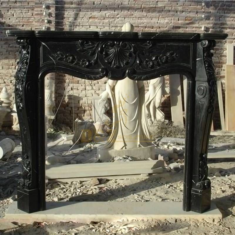 Black Marble Fireplace with Lady Statues