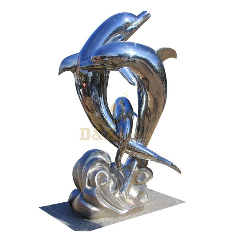 Stainless Steel Garden Dolphin Sculpture