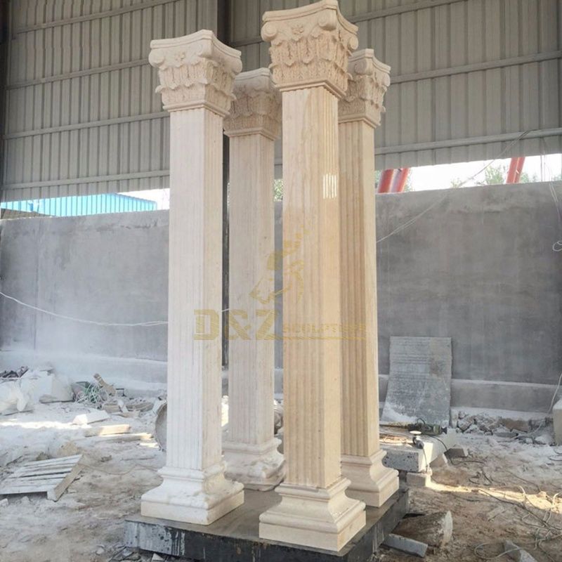 Building And Decoration White Stone Roman Columns