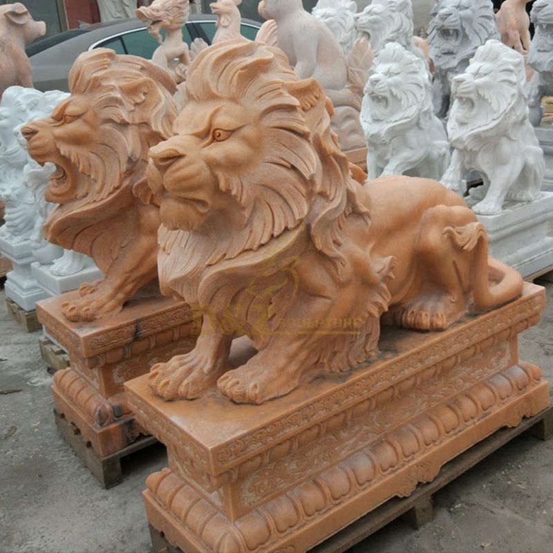 Garden Sculpture Life Size Carved Stone Animals Lion