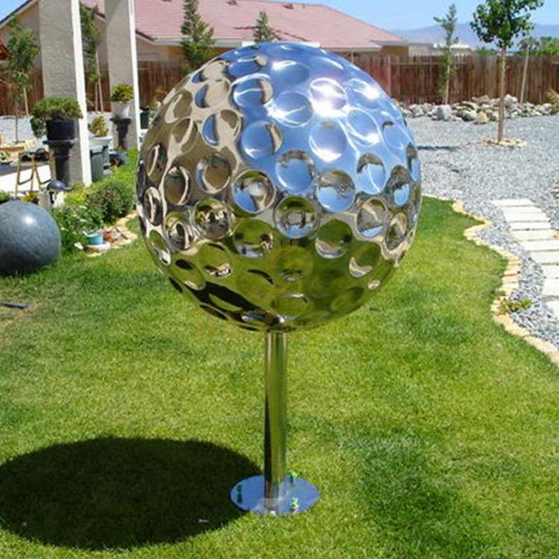 Stainless steel golf ball sculpture for garden decor