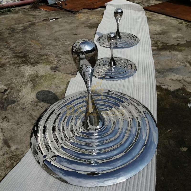 Stainless steel mirror water drop sculpture