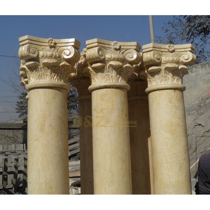 Natural Hand Carved Decorative White Marble Roman Column