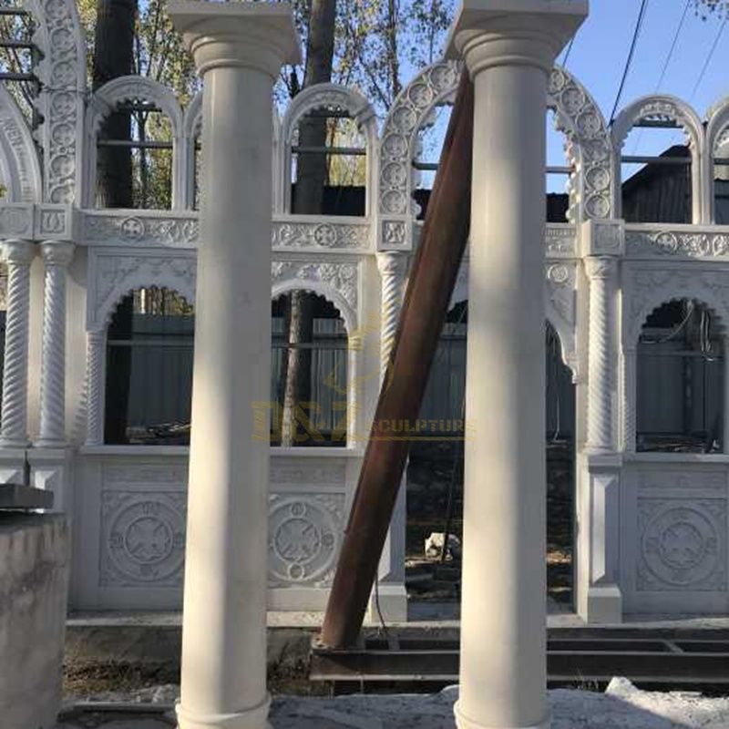 Natural Hand Carved Decorative White Marble Roman Column