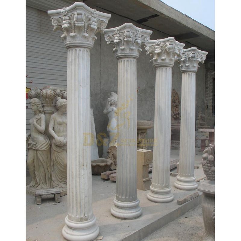 White Roman Solid Marble Columns For Sale